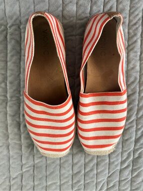 Vionic Red & White Striped Espadrille Slip-Ons